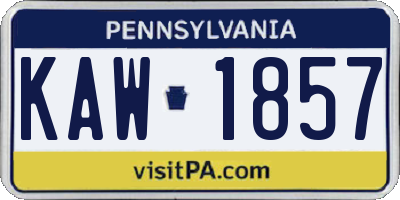 PA license plate KAW1857