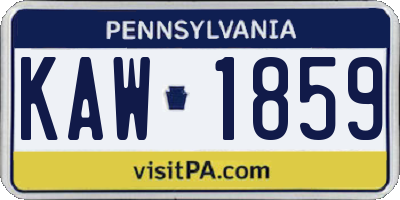 PA license plate KAW1859