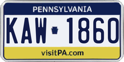 PA license plate KAW1860