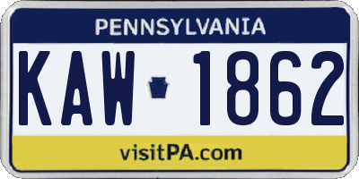 PA license plate KAW1862