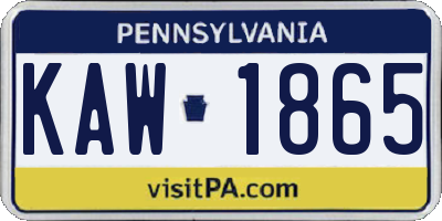 PA license plate KAW1865