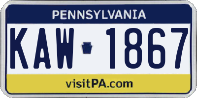 PA license plate KAW1867