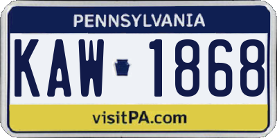 PA license plate KAW1868