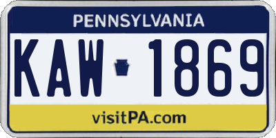 PA license plate KAW1869
