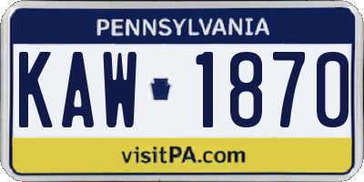PA license plate KAW1870