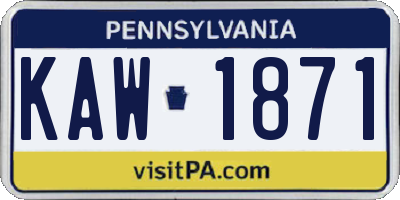 PA license plate KAW1871