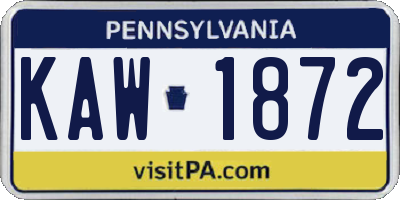 PA license plate KAW1872