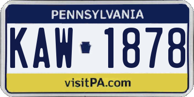 PA license plate KAW1878