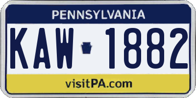 PA license plate KAW1882