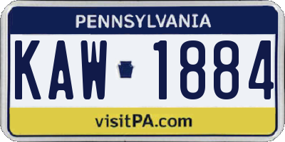 PA license plate KAW1884