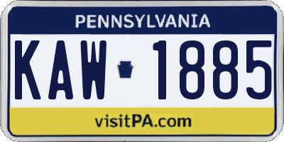 PA license plate KAW1885