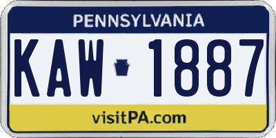 PA license plate KAW1887