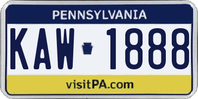 PA license plate KAW1888