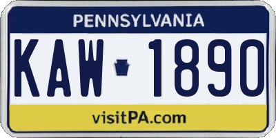 PA license plate KAW1890