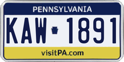 PA license plate KAW1891