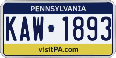 PA license plate KAW1893