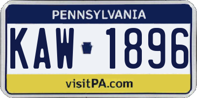 PA license plate KAW1896