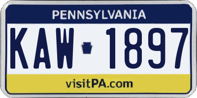 PA license plate KAW1897