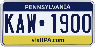 PA license plate KAW1900