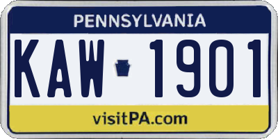 PA license plate KAW1901