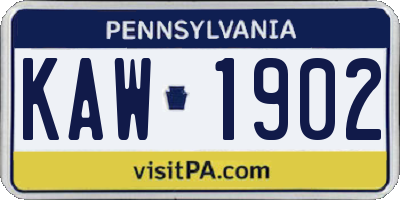 PA license plate KAW1902