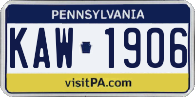 PA license plate KAW1906