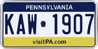 PA license plate KAW1907