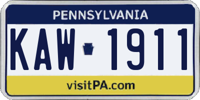 PA license plate KAW1911