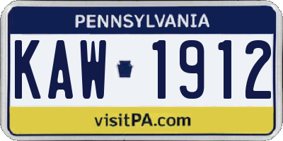 PA license plate KAW1912