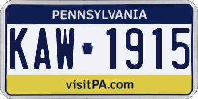 PA license plate KAW1915