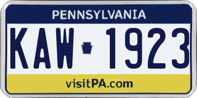 PA license plate KAW1923
