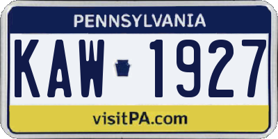PA license plate KAW1927