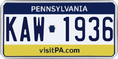 PA license plate KAW1936