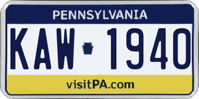 PA license plate KAW1940