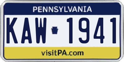 PA license plate KAW1941