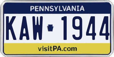 PA license plate KAW1944