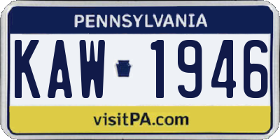 PA license plate KAW1946