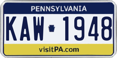 PA license plate KAW1948