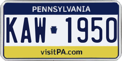 PA license plate KAW1950
