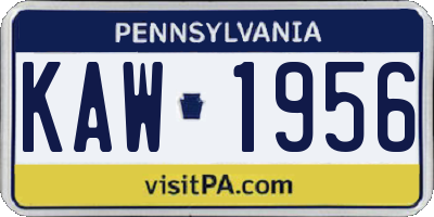 PA license plate KAW1956