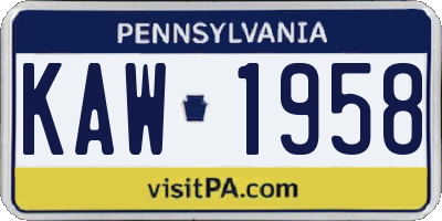 PA license plate KAW1958