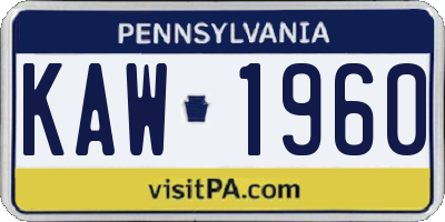 PA license plate KAW1960