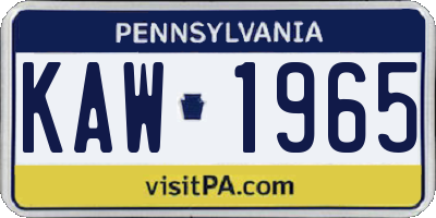 PA license plate KAW1965