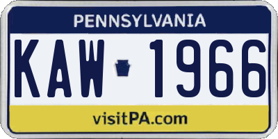 PA license plate KAW1966