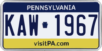 PA license plate KAW1967