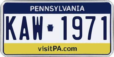 PA license plate KAW1971