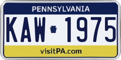 PA license plate KAW1975