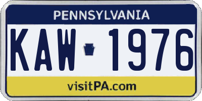 PA license plate KAW1976