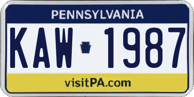 PA license plate KAW1987