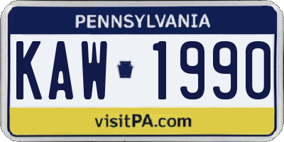 PA license plate KAW1990